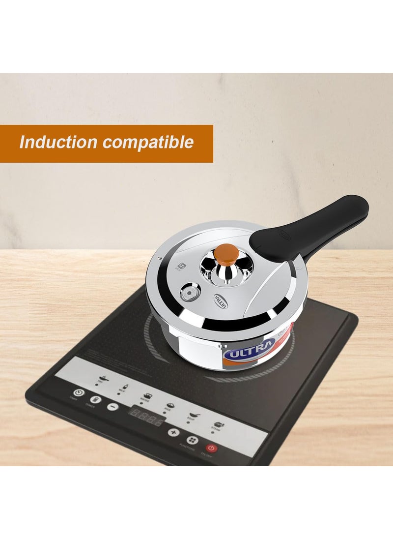 Ultra Duracook Mini Celebrations pack of 2L 3L Pressure cookerGiftingSS304 FoodGradeInterchangeable LidsFrothcollectorInduction3 Layer Composite Basesolid Bakelite handlesISI10Y Warranty