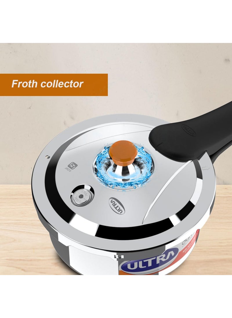Ultra Duracook Mini Celebrations pack of 2L 3L Pressure cookerGiftingSS304 FoodGradeInterchangeable LidsFrothcollectorInduction3 Layer Composite Basesolid Bakelite handlesISI10Y Warranty