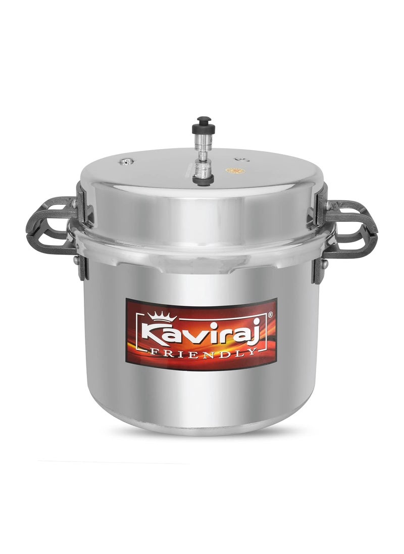 Kaviraj Bawarchi Large Size Aluminium Commercial Big Pressure Cooker with Outer Lid Gas Compatible for Healthy Cooking 18 Ltrs