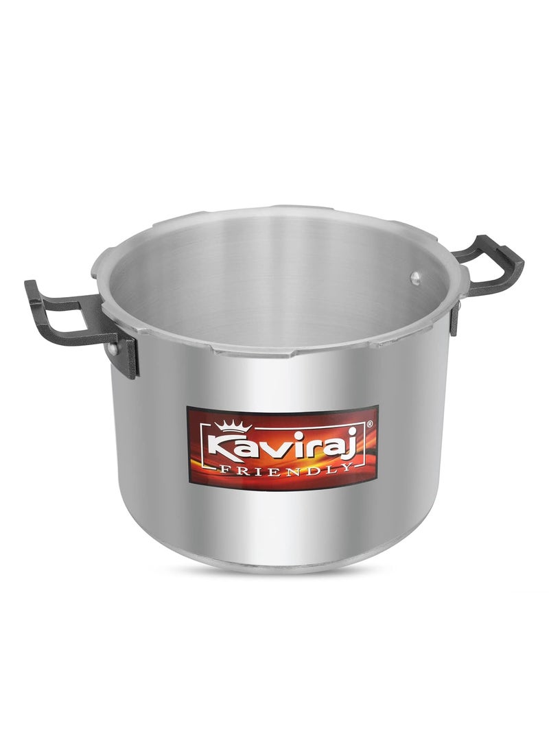 Kaviraj Bawarchi Large Size Aluminium Commercial Big Pressure Cooker with Outer Lid Gas Compatible for Healthy Cooking 18 Ltrs