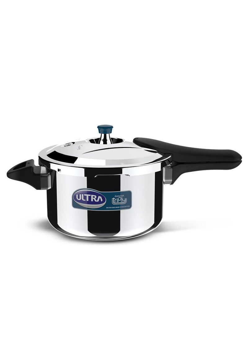 Ultra Dura cook Triply 35 L pressure cookerSS 304 Food GradeSCTSAnti BulgingFroth collectorBroad Base quick cooking savesgasSolid backelite handles3 layered body InductionISI5 Y warranty