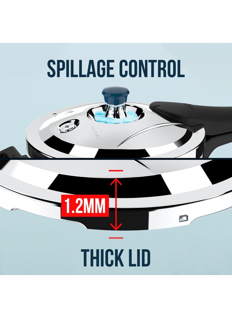 Ultra Dura cook Triply 35 L pressure cookerSS 304 Food GradeSCTSAnti BulgingFroth collectorBroad Base quick cooking savesgasSolid backelite handles3 layered body InductionISI5 Y warranty