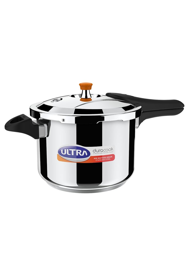 Ultra Duracook Pressure Cooker 65 Litre AISI 304 Food Grade Stainless Steel Cooker 10 Years Warranty High Impact 3Layer Composite Base Froth Collector Injection Moulded Bakelite Handle
