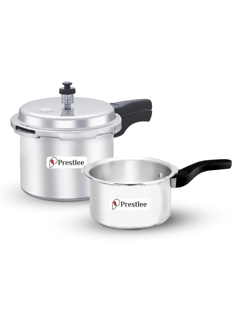 Prestlee Aluminium 2 3 Litres Pressure Cooker Outer Lid Faster Healthy Cooking Gas Stove Compatible ISI Certified 5 Years Manufacturers Warranty Silver