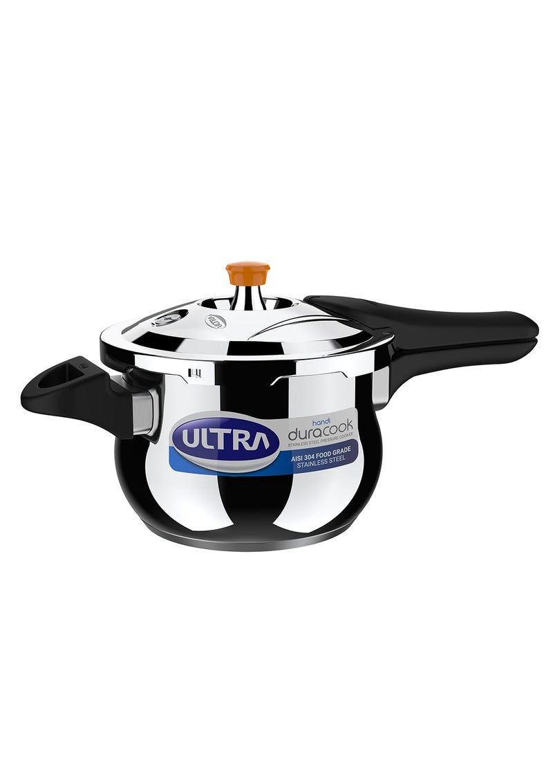 ULTRA Duracook Handi 3 L Stainless Steel Pressure CookerAISI 304 Food Grade SS Froth Collectorspillage ControlInduction CompatibleImp Bonded Composite BaseISI10Y Warranty