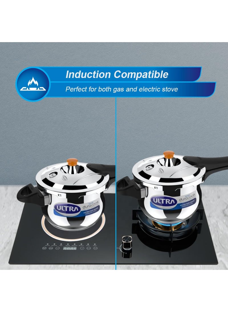 ULTRA Duracook Handi 3 L Stainless Steel Pressure CookerAISI 304 Food Grade SS Froth Collectorspillage ControlInduction CompatibleImp Bonded Composite BaseISI10Y Warranty