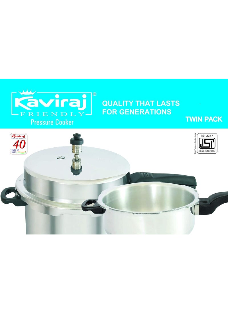 kaviraj Friendly Aluminium 3 Ltrs Pressure Cooker Twin Pack K1101Tp