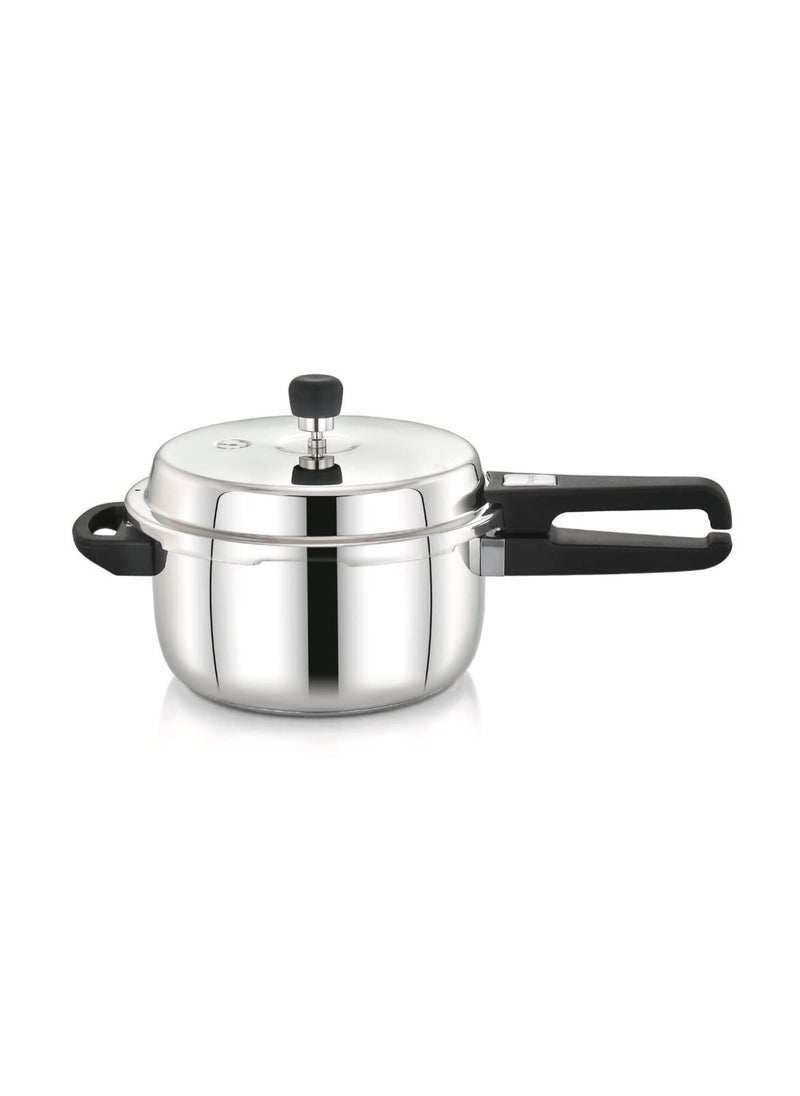 Praylady Stainless Steel Pressure Cooker with Outer Lid Induction Compatible Pressure Cooker Cooker Capacity 2 Litre Silver