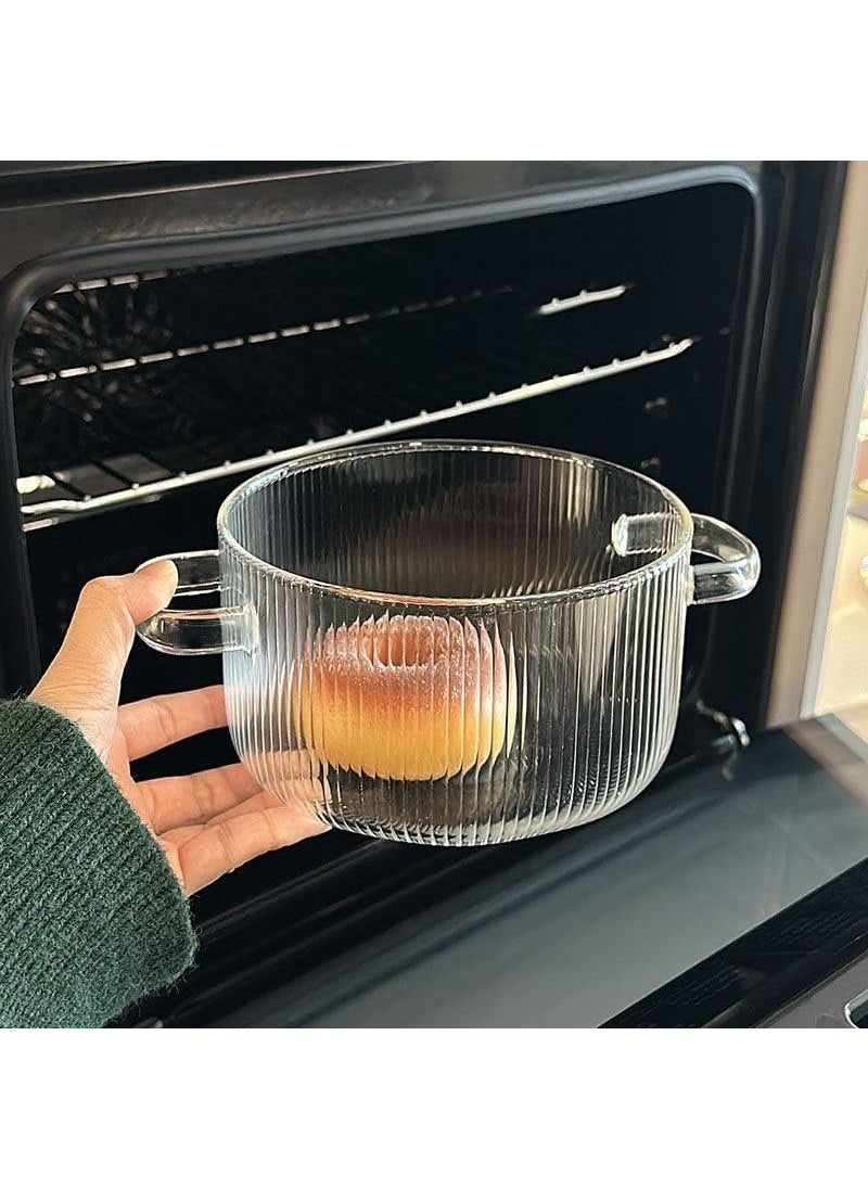 Rathey Clear Glass Cooking Pot with lid Clear Pots for Cooking 1500 Ml Saucepan Glass Pot for Cooking Heat Resistant Glass Pots for Cooking on Stove MultiFunction Stew Pot Set of 1