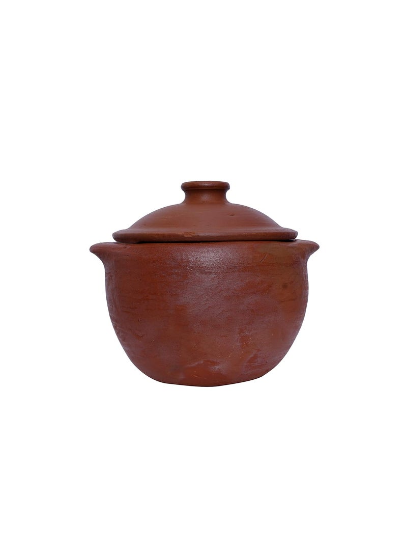 4U Crafts India Online Clay HandiEarthen Pots for Cooking with Lid Red 3 Liter