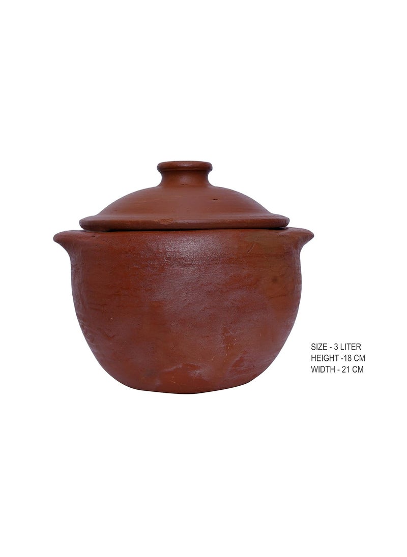 4U Crafts India Online Clay HandiEarthen Pots for Cooking with Lid Red 3 Liter