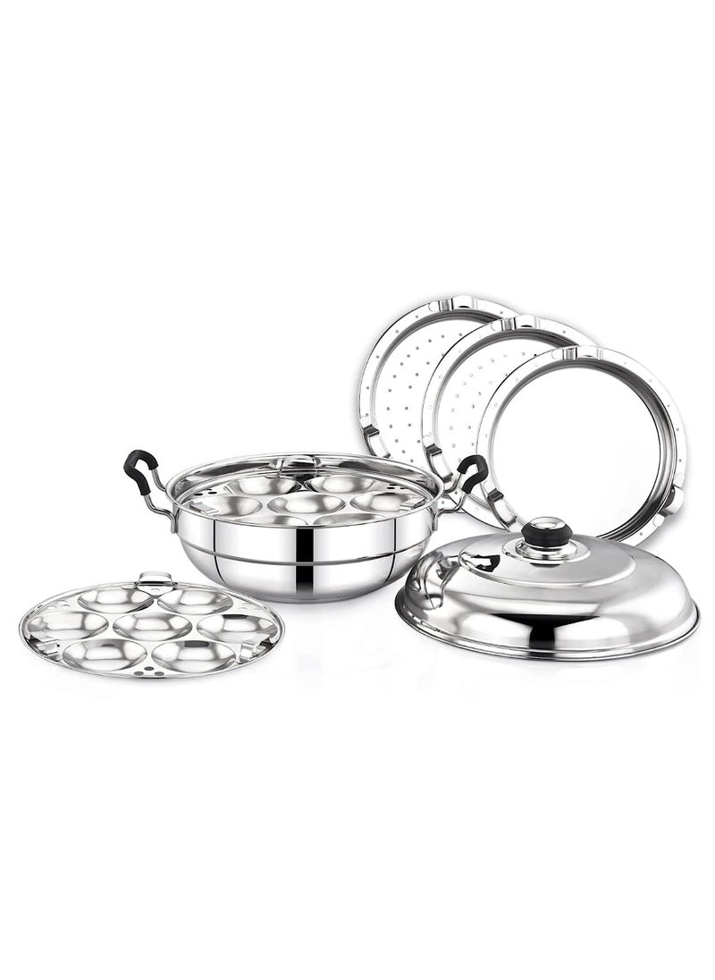 Praylady Stainless Steel Deluxe Idli Pot 6 Plates Silver