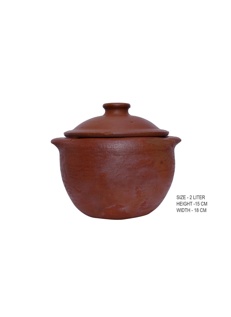 4U Crafts India Online Clay HandiEarthen Pots for Cooking with Lid Red 2 Liter