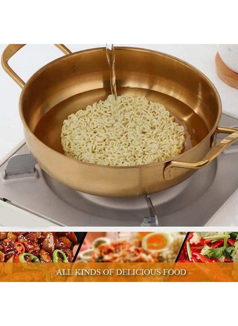 SAMUSAGYARamen Pot Korean Pot Gold Korean Ramen Pot Korean Ramen Pot Compatible with Gas Stove Induction Stove for Ramen Pasta Soup Porridge Inner Diameter 24cm