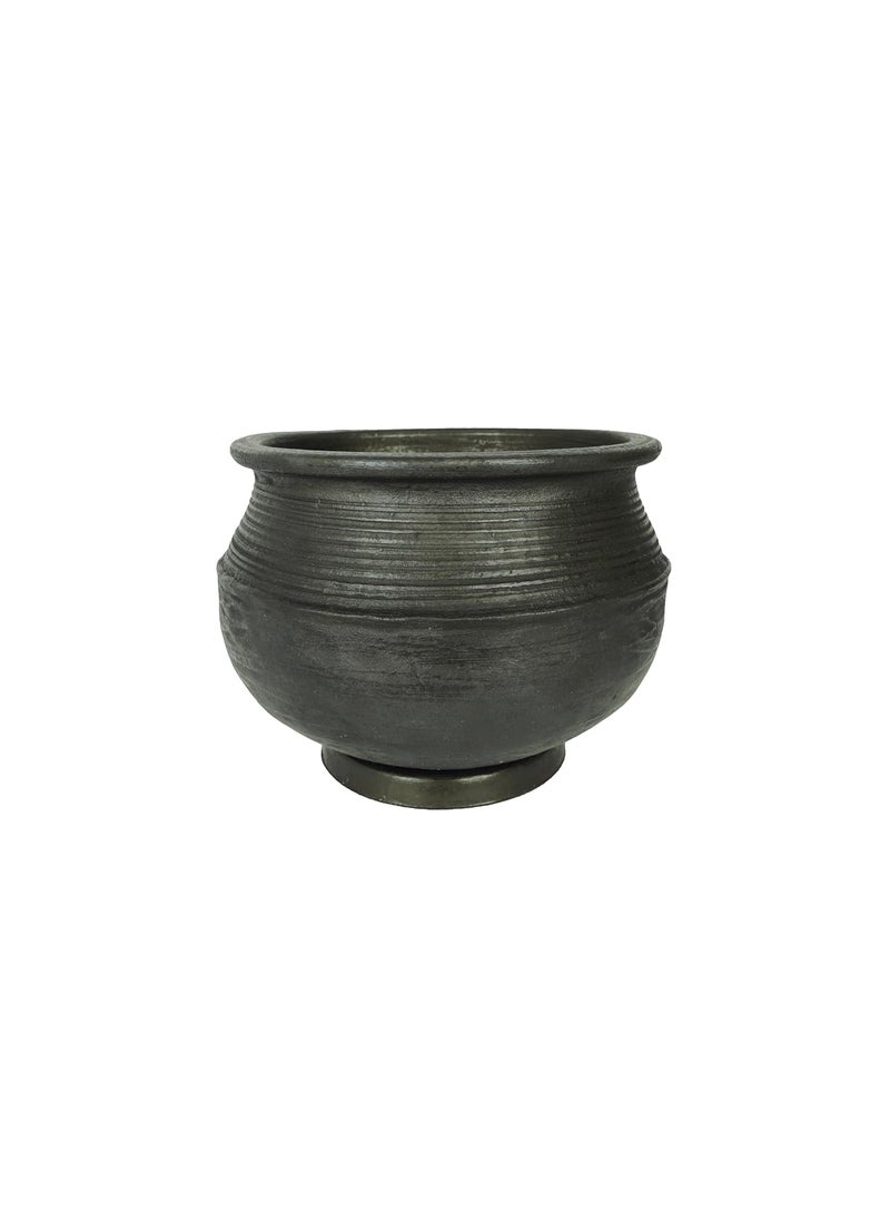 4U Crafts LPG and Microwave Unglazed Clay HandiEarthen Pot for Cooking Black 3 Liter