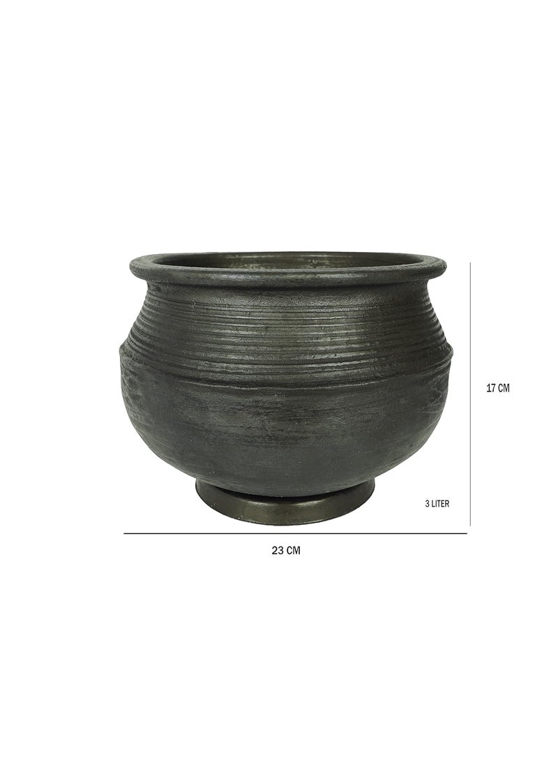 4U Crafts LPG and Microwave Unglazed Clay HandiEarthen Pot for Cooking Black 3 Liter