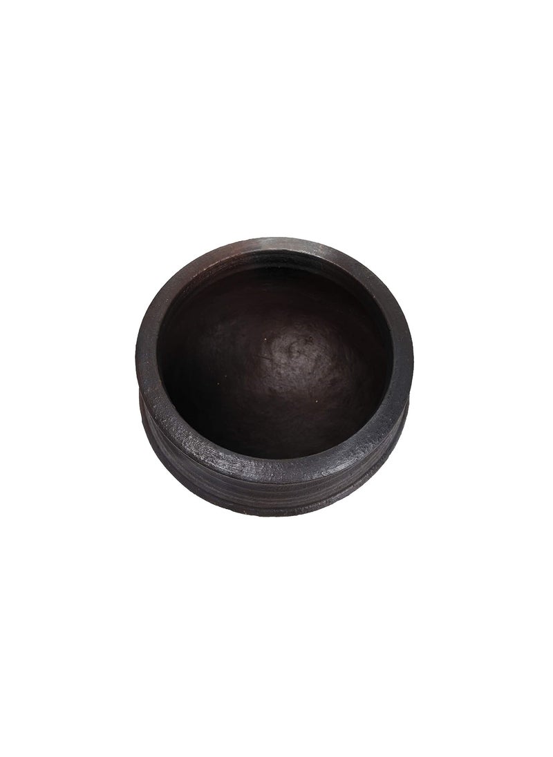 4U Crafts LPG and Microwave Unglazed Clay HandiEarthen Pot for Cooking Black 3 Liter