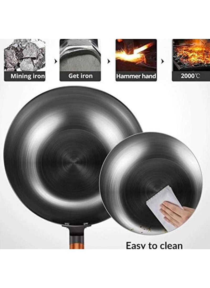 NUTRION Professional Carbon Steel Wok for Chefs and Home CooksLarge31 cm
