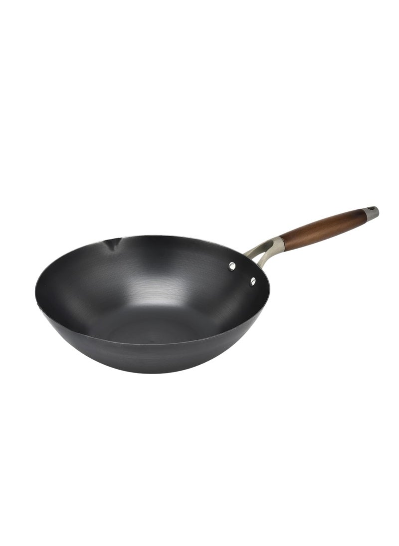 NUTRION Professional Carbon Steel Wok for Chefs and Home CooksLarge31 cm