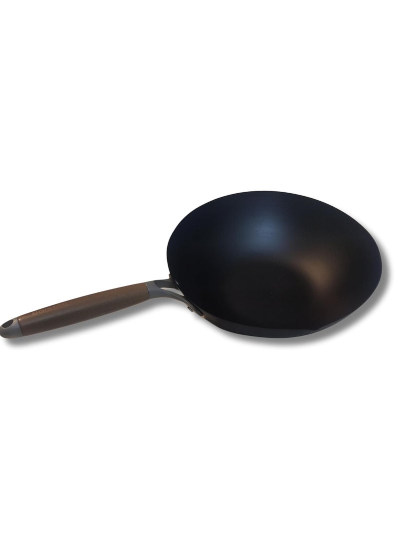 NUTRION Professional Carbon Steel Wok for Chefs and Home CooksLarge31 cm
