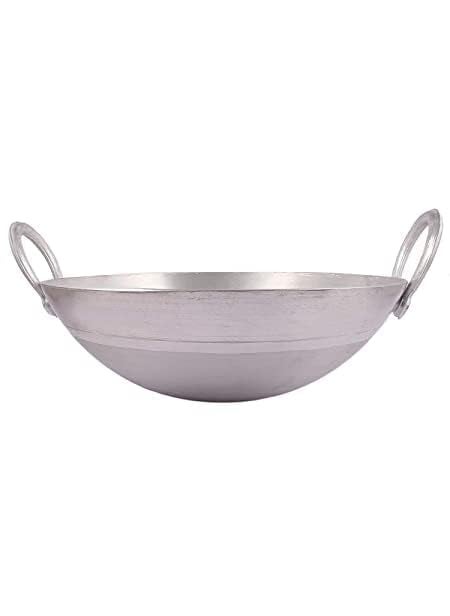 Shopsidex 10 Inch Aluminium Kadhai 25 Litre Size 26 cm Kadai with Handle for Kitchen
