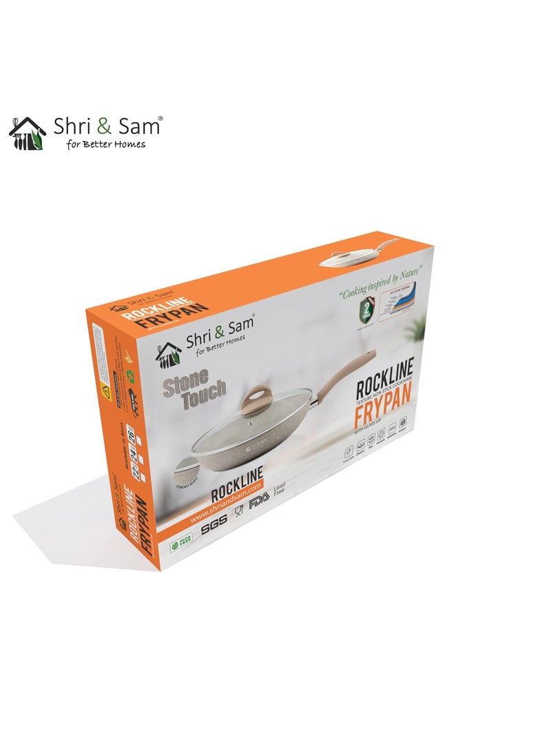 Shri Sam Aluminium Deep Fry Pan with Glass Lid Rockline24 cm