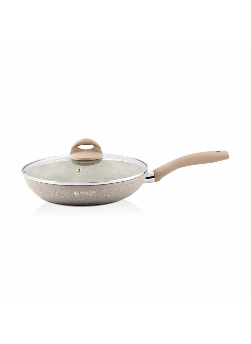 Shri Sam Aluminium Deep Fry Pan with Glass Lid Rockline24 cm
