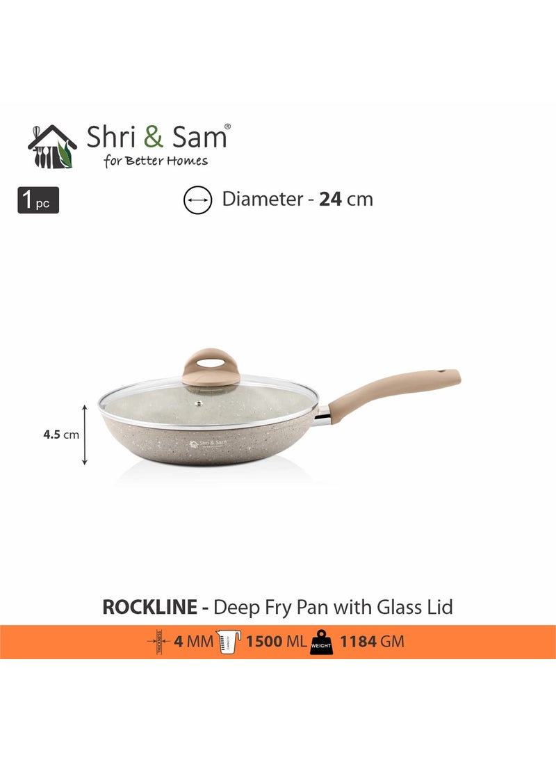 Shri Sam Aluminium Deep Fry Pan with Glass Lid Rockline24 cm