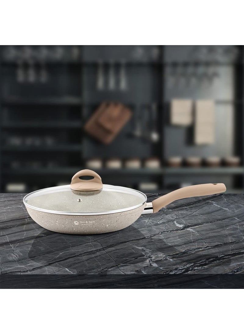 Shri Sam Aluminium Deep Fry Pan with Glass Lid Rockline24 cm