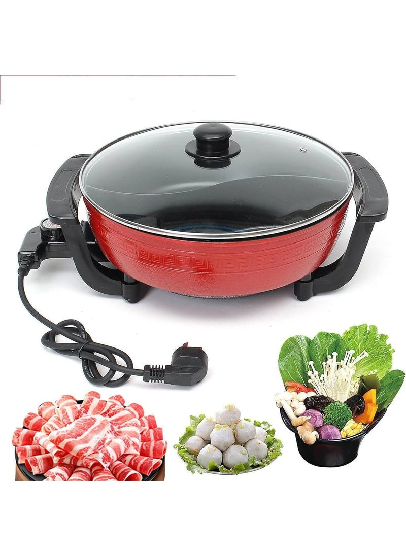 Matiko Hot Pot Electric Wok 2 Sides Mandarin Duck Pot Stock Pot Kitchen Casserole NonStick Cooking Pot Chinese Hotpot Easy to Clean Quick Heating