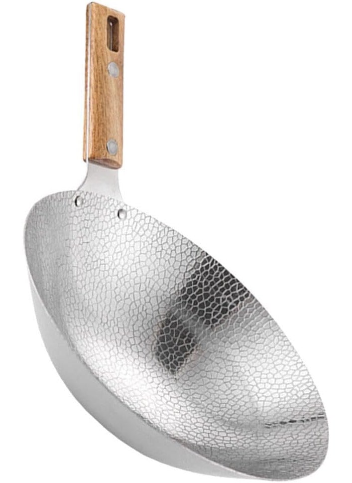 samusagya Stainless Steel Griddle Portable Accessories Stainless Steel Cookware Chinese Wok Stove Accessories Stainless Wok Wok Pan Frying Pan Hot Pot Wood