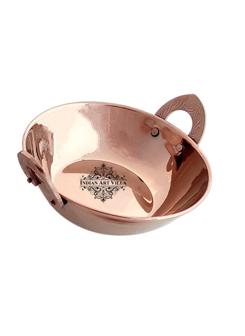 INDIAN ART VILLA IndianArtVilla Stainless Steel Kadai Wok with Rose Gold Finish Double Layer with Embossed Handle Serving Dishes Volume 500 ML Dia 15 cm