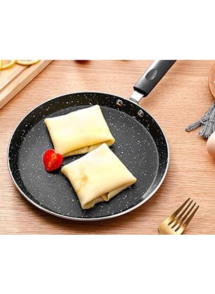 KERFORA NonStick Aluminum Coated Skillet Ceramic Dosa Pan PFOAFree Omelet Pancake Griddle InductionCompatible with StayCool Handle Black