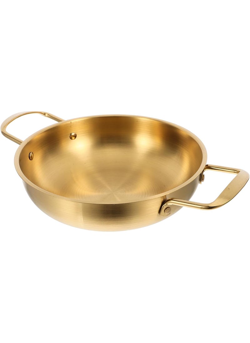 Alark Gold Paella Food Serving Korean Ramen Pans Skillet Pan Stainless Steel and Cooking Pots Stir Fry Pan Omelet Pans Small Induction Pot for Soup Noodle Pasta Home and Outdoor Dishwasher Safe