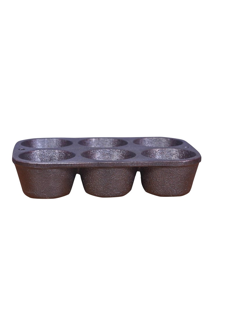 Rock Tawa 6cv Cup Cake Mould Pan PreSeasoned Cast Iron Skillet