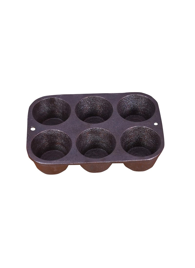 Rock Tawa 6cv Cup Cake Mould Pan PreSeasoned Cast Iron Skillet
