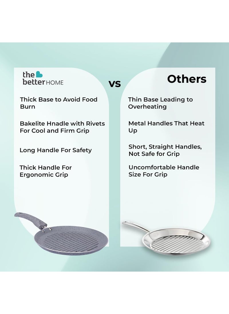 The Better Home Harmony Series Non Stick Frying Fry Grill Pan 25 cmSaute Pan Gas CookwareBig Grill PanMinimal Oil CookingEasy Grip Handle 3 Layer Non Stick Coating NonToxic Lightweight