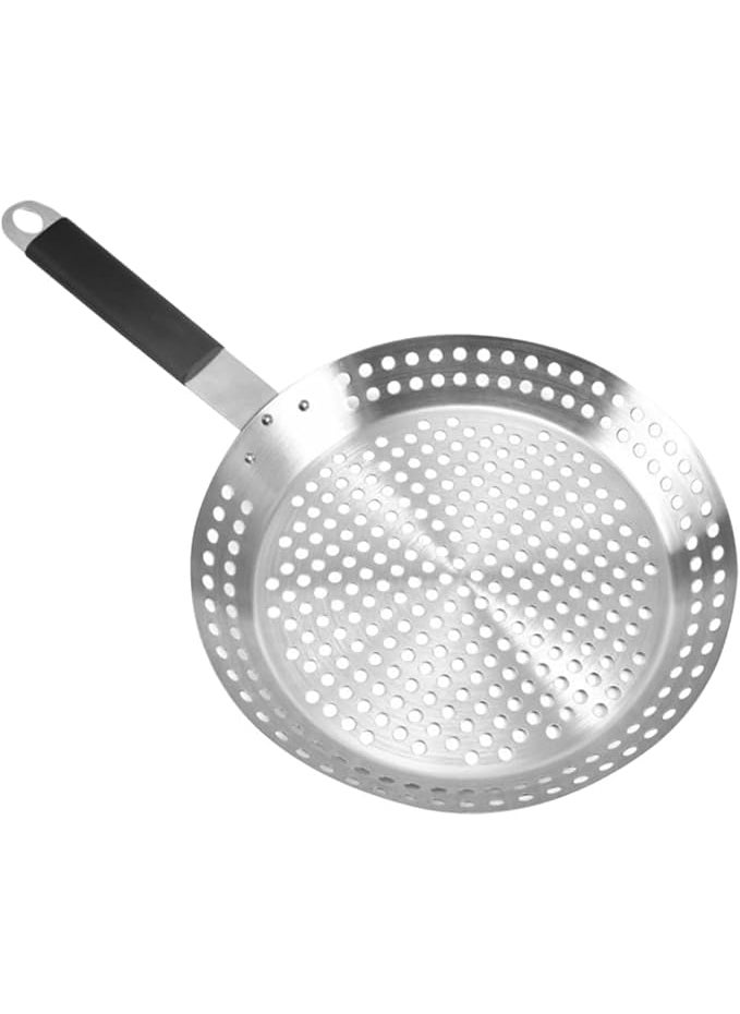 Kruvad NonStick BBQ Grilling Skillet Pan with Holes Removable Handle Frying Pan for Camping French Fries Fraying and Grill Topper Barbecue Wok Pan