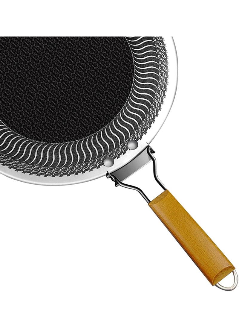 Yopple Korean BBQ Grill Pan 38cm NonStick Round Griddle with Single Handle Portable Roasting Frying Pan for Meat Roti Camping Stovetop Cooking Barbecue Oven Safe