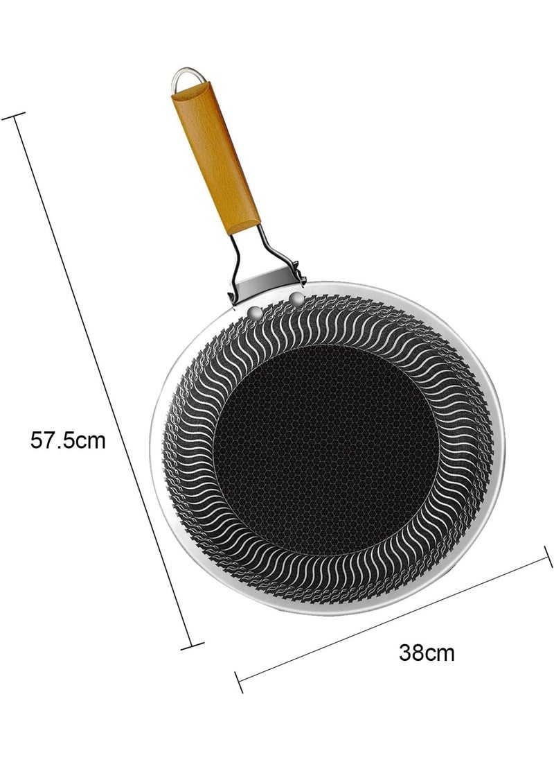 Yopple Korean BBQ Grill Pan 38cm NonStick Round Griddle with Single Handle Portable Roasting Frying Pan for Meat Roti Camping Stovetop Cooking Barbecue Oven Safe