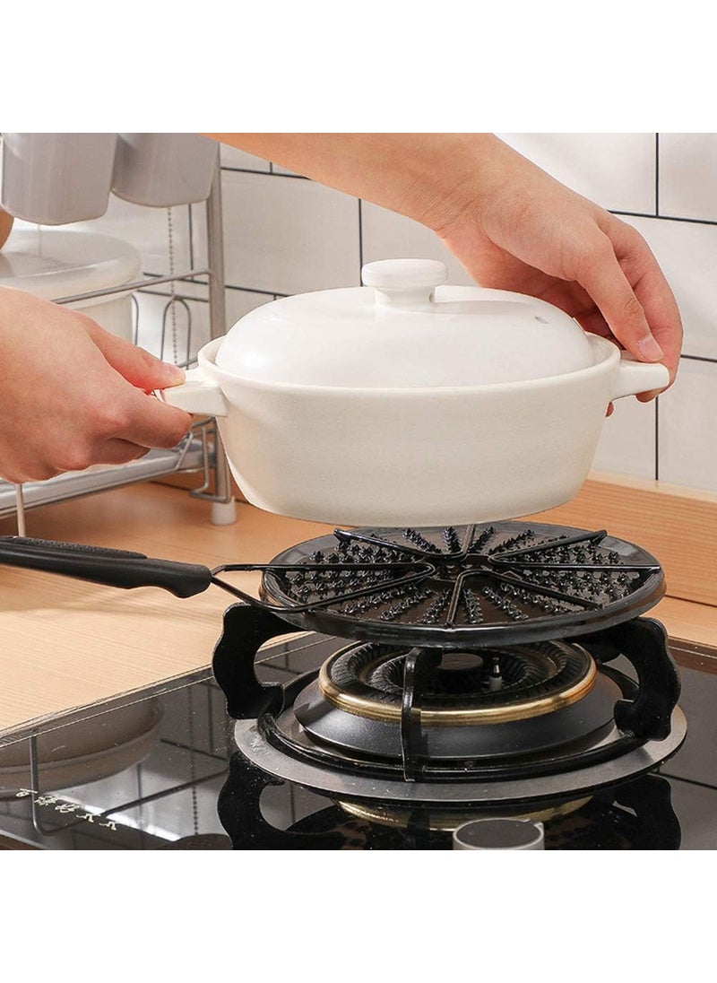 Karuvd Heat Conduction Diffuser BBQ Plate Stainless Steel Heat Induction Cooktop Diffuser BBQ Pans Nonstick Cookware Top Plate Reducer Black Household Enamel Heat Diffuser Plate 35x19x25 CM