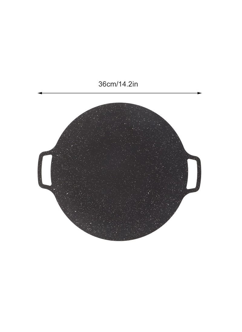 Valajogi 125 Nonstick Grill PlateRound Griddle for Meats RibsSeafoodIron CoatingGasElectric Cooktop Korean BBQDosaTawaRotiMultiCooking Silicate Mineral StoneIndOutdoor Portable Fry Pan