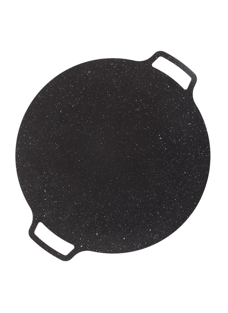 Valajogi 125 Nonstick Grill PlateRound Griddle for Meats RibsSeafoodIron CoatingGasElectric Cooktop Korean BBQDosaTawaRotiMultiCooking Silicate Mineral StoneIndOutdoor Portable Fry Pan