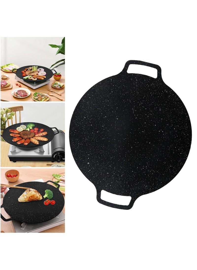 Valajogi 125 Nonstick Grill PlateRound Griddle for Meats RibsSeafoodIron CoatingGasElectric Cooktop Korean BBQDosaTawaRotiMultiCooking Silicate Mineral StoneIndOutdoor Portable Fry Pan