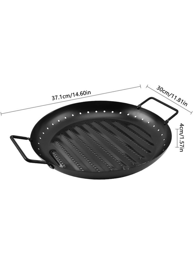 Valajogi NonStick 158 BBQ Plate NonStick BBQ Grill Tray Baking Pan Aluminum Broiler Pans Round Good with Handles Barbecue Tray Baking BBQ Tool for Barbecues Small Hole Home Kitchen