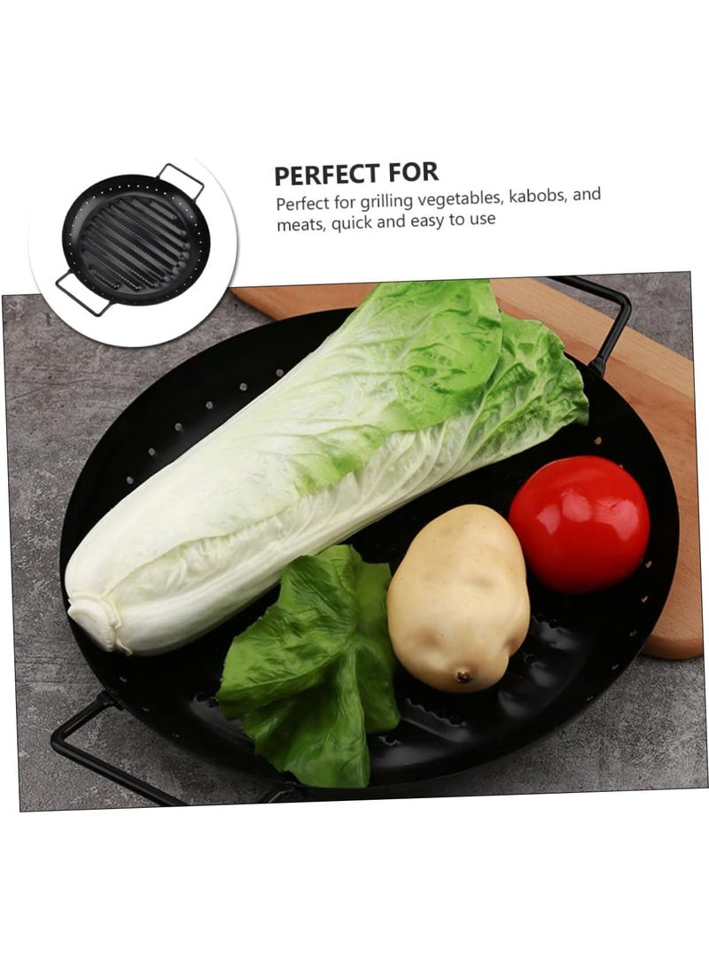 Valajogi NonStick 158 BBQ Plate NonStick BBQ Grill Tray Baking Pan Aluminum Broiler Pans Round Good with Handles Barbecue Tray Baking BBQ Tool for Barbecues Small Hole Home Kitchen