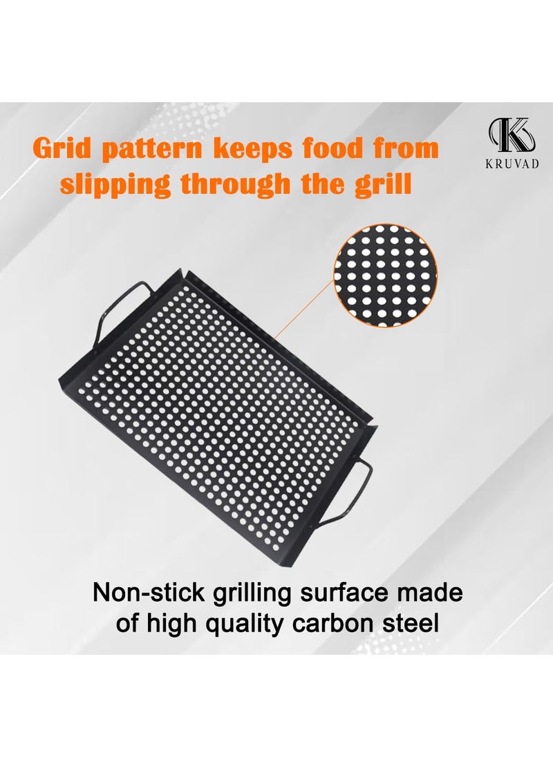 Kruvad Grill Plate with Holes Versatile Grill Plate for Indoor and Outdoor Use Durable Roasting Plate