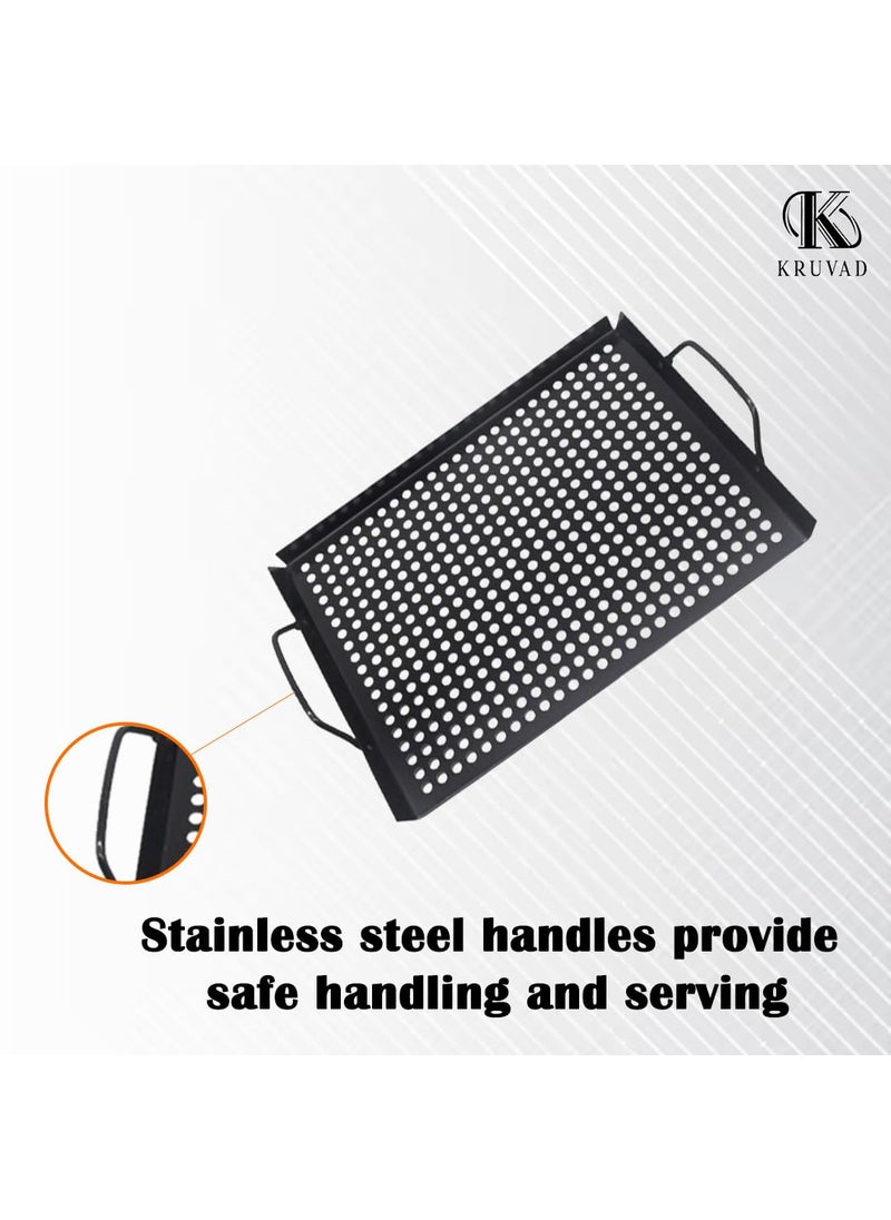 Kruvad Grill Plate with Holes Versatile Grill Plate for Indoor and Outdoor Use Durable Roasting Plate