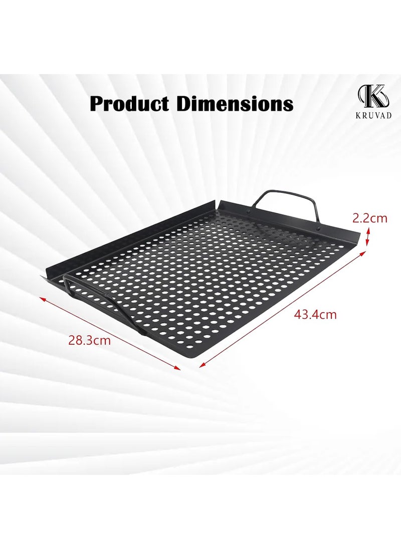 Kruvad Grill Plate with Holes Versatile Grill Plate for Indoor and Outdoor Use Durable Roasting Plate