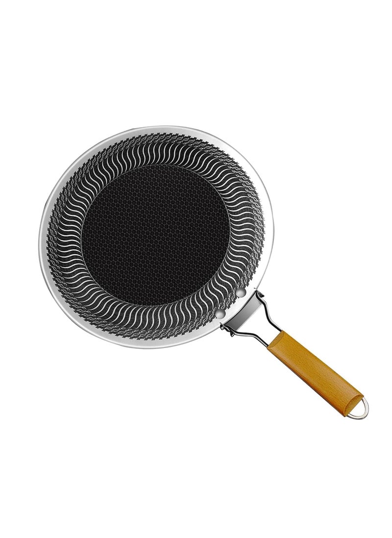 HEVASNEK 34cm Single Handle Grill Pan Durable and Versatile Cookware for Barbecue Camping and Meat Cooking Perfect for Indoor and Outdoor Grilling 34 CM